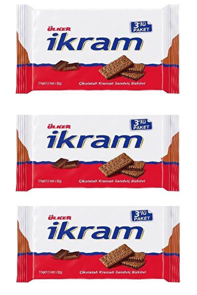 Ülker Ikram Bisküvi Çikolata 3'lü Paket Kremalı 252 Gr X 3 Adet