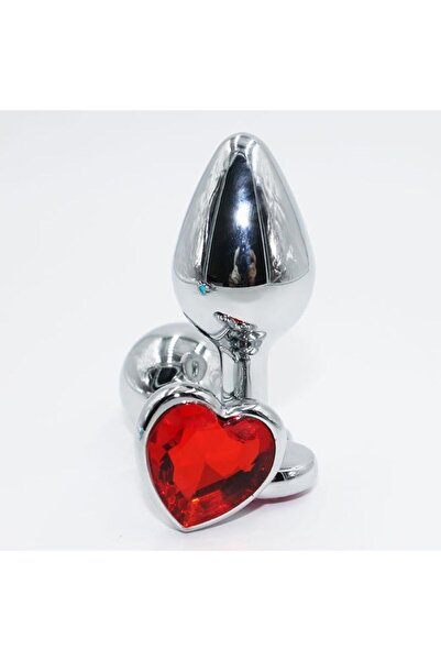 Night Blue Erotic Shop Silver Paslanmaz Çelik Kalp Taşlı Anal Plug