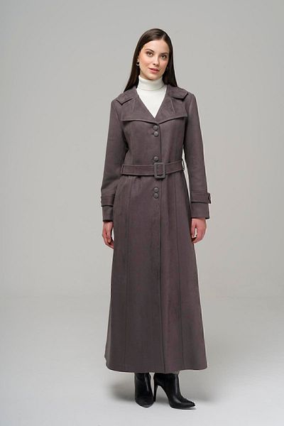 Olcay Skládaný pánský límec Suede Look Topcoat Smoked 6498