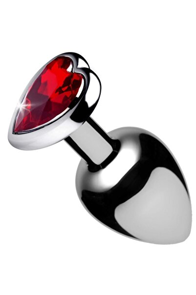 Night Blue Erotic Shop Silver Paslanmaz Çelik Kalp Taşlı Anal Plug