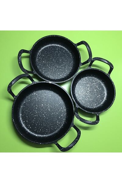 Esse Nso Set of 3 Cast Black Granite Pan 22Cm-20Cm-18Cm
