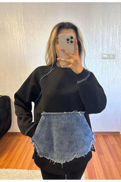 SHINE STYLE حلوة سوداء مع جينز جيب