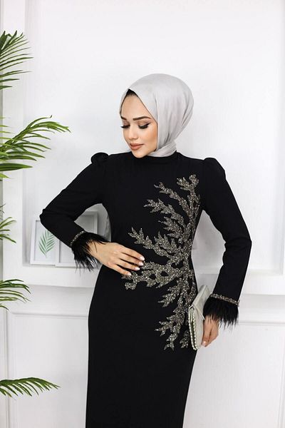 marwella Βραδινό φόρεμα Fadik Hijab - Μαύρο
