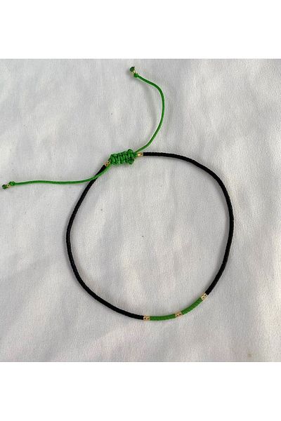 Huayen Atelier Green Black Miyuki - Bead Anklet