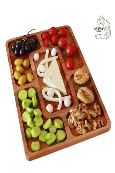 AR&MA WOOD Wooden Snack Breakfast - Brown Fruit Presentation Plate - Natural 32x23 cm
