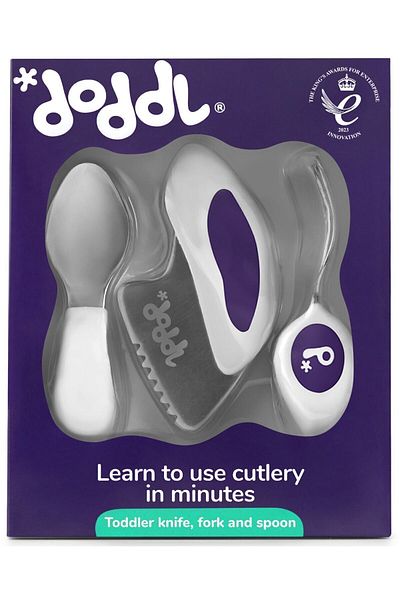 DODDL Ergonomic Fork Spoon Knife Set 1-5 Years Indigo