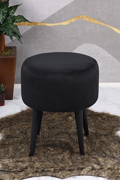 PufyHome Fix Siyah Gürgen Ayaklı (siyah) Çok Amaçlı Puf Koltuk
