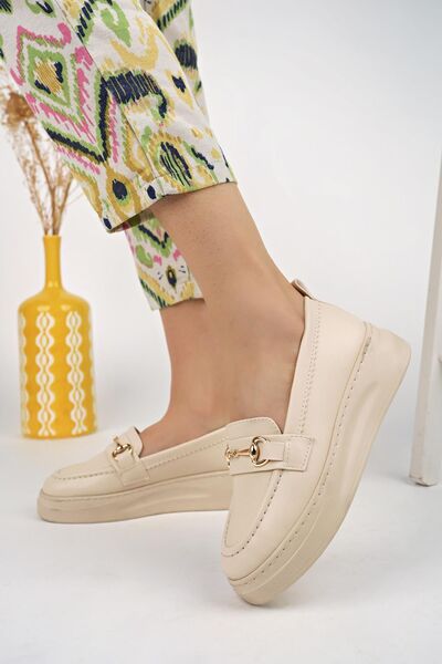 MUGGO Santa Guaranteed Women's Loafer Oval Toe Thick Sole Buckle Casual Loafers