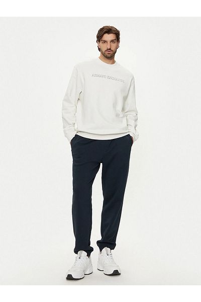 Armani Exchange Hanorac alb cu mânecă lungă, cu croială normală - Imprimat de marcă 6DZMBA ZJADZ-1116