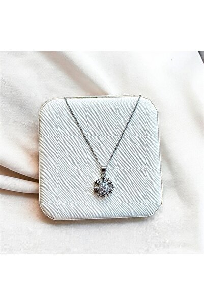 My Home Carpet Döner Çarklı Gümüş Kaplama Kar Tanesi Çelik Stres Kolyesi