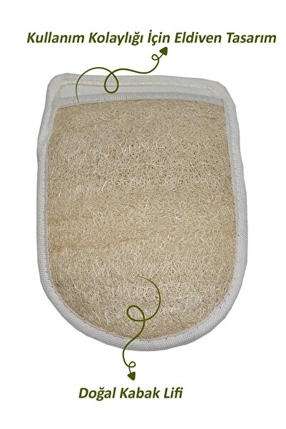 Genel Markalar Çift Taraflı Eldiven Kabak Lifi 23x16 cm Doğal Banyo ve Peelin...