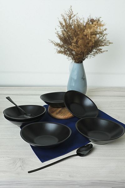 Keramika Μαύρο Ματ Μπολ Stella 18 cm 6 Τεμάχια 956