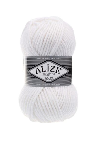 Alize (5 Pieces) Superlana Maxi Hand Knitting Threads Vest Cardigan Thread Weft Sweater Thread 55 White