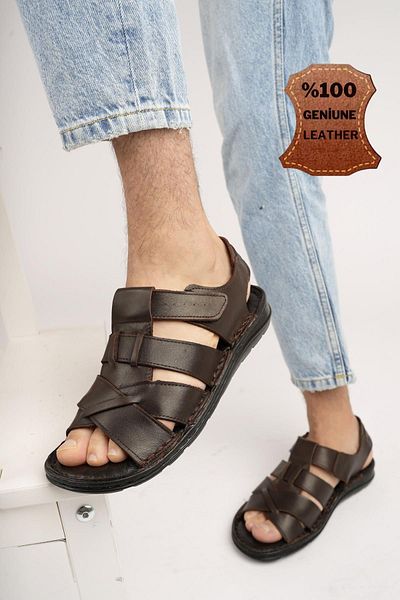 MUGGO Charles Guaranteed Herren-Daily-Echtleder-Bequeme orthopädische Sandalen mit weicher Sohle