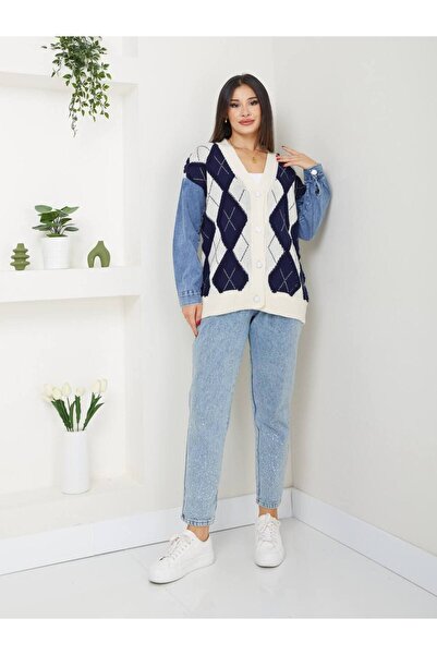 Afili butik Patterned Towel Denim Jacket