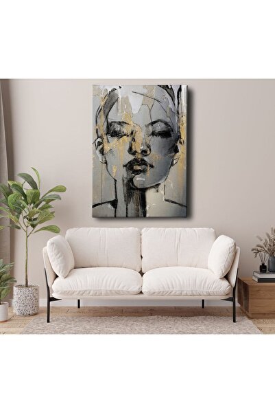 Genel Markalar TRADE AYS Soyut Karakalem Kadın Modern Dekoratif Kanvas Tablo