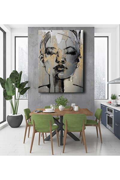 Genel Markalar TRADE AYS Soyut Karakalem Kadın Modern Dekoratif Kanvas Tablo