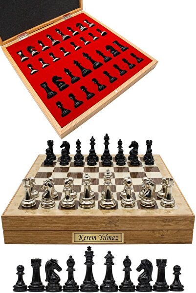 Cooper Chess 36cm Ahşap Kutulu Elagant Metal Klasik Satranç takımı | Ahşap Me...