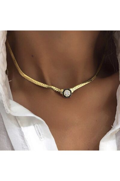 denizden silver Gümüş Çağla Şikel Kolyesi