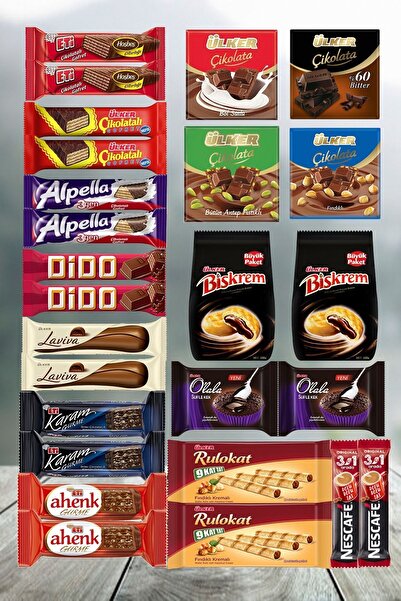 Ülker Çikolata Aşkı Atıştırmalık Paketi 26 Parça. Tohumlu Kalem Hediyeli