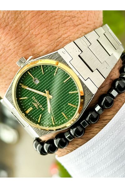 FERRO Brand Gold Yellow Steel Cord Waterproof Men's Wrist Watch+Bracelet