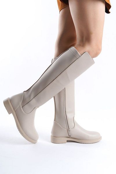 Lölük Moda Μπεζ γυναικείες μπότες casual - Elastic Strec, Enpar 41-42 Διαθέσιμο