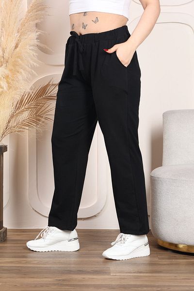 HÜLYA BUTİK BLACK LYCRA WITH ELASTIC WAIST WITH POCKET CARROT PANT