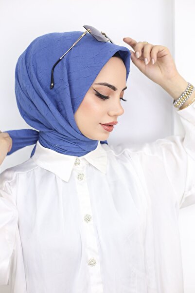 feronis Tesettür Kadın Bambu Kraş Eşarp Modeli _İndigo