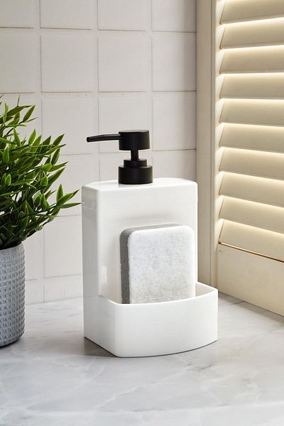 Perotti Barton White Acrylic Kitchen Soap Dish - with Sponge Holder