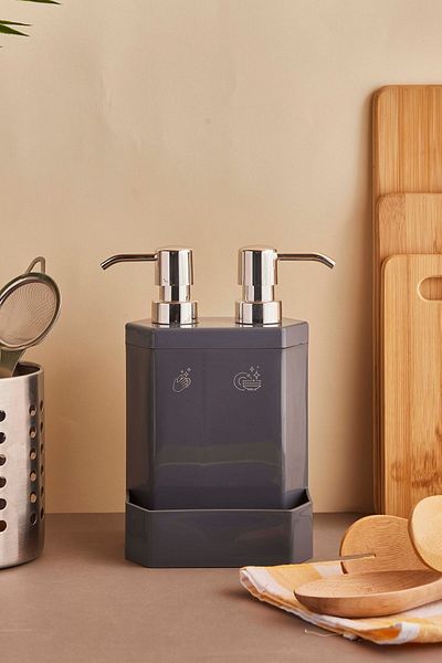 Perotti Marlon Lecce Gray 2-pack Kitchen Liquid Soap Dispenser with Sponge Holder