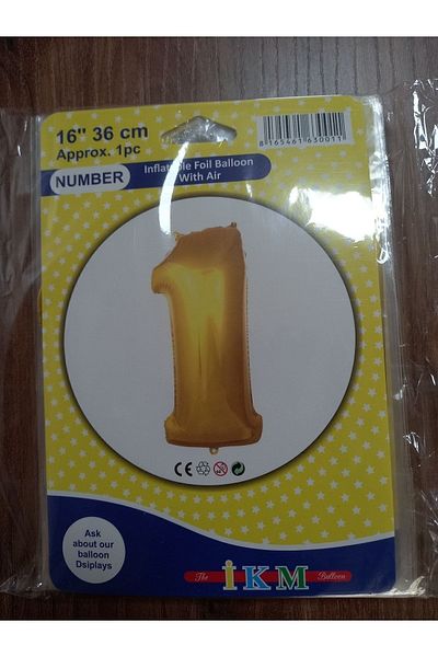 ikm balon NUMBER BALLOON "1" GOLD COLOR 16INC 36CM