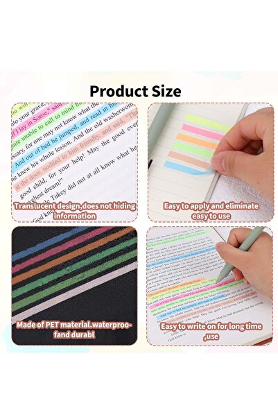 NaSaDAN 5'li Neon Renkler 25 Metre Yapışkanlı Şeffaf Postit Seti