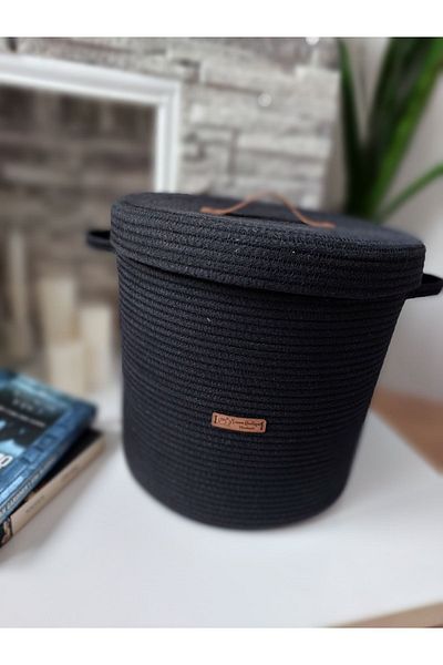 Secem Boutique Handmade Basket, Organizer Basket, Basket with Lid, Living Room Decor, Wicker Basket, Jute Basket