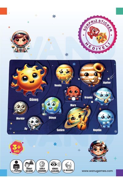Wanu Games Gezegenler Bul Tak Yapboz Puzzle Montessori Eğitici Oyuncak