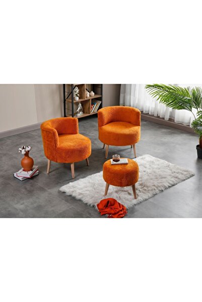 WATERYBROOK Sydney İkili Berjer Puf Set - Tekli Koltuk - Cafe, Ofis, Balkon, ...