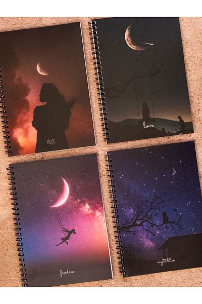 Fobinote Trend Series Spiral School Notebooks - Set of 4 (80 PAGES)