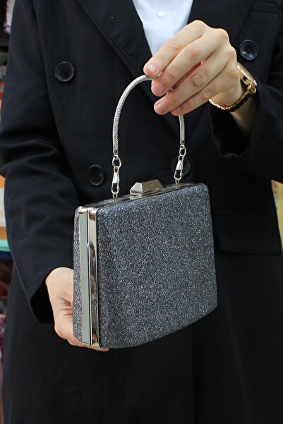 ROZA CANTA Kadın Gri Simlikum Abiye , Clutch Gece Çantası