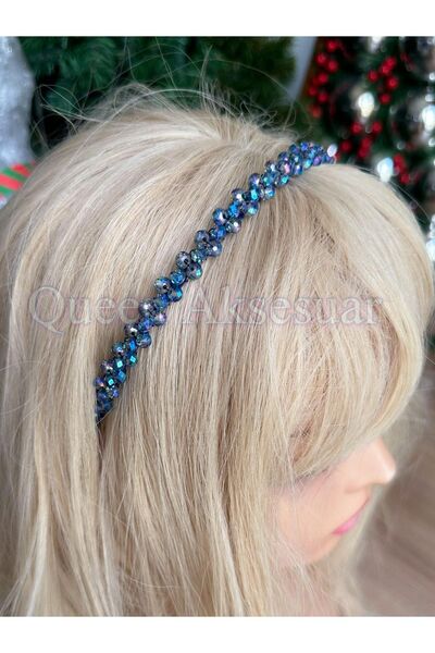 QUEEN AKSESUAR Luxury Crystal Cut Jewelled Embroidery - Crown Metal Women's C...