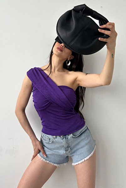 bacc Kadın Mor Tek Omuz Buzzy Bluz Bcdf-241060