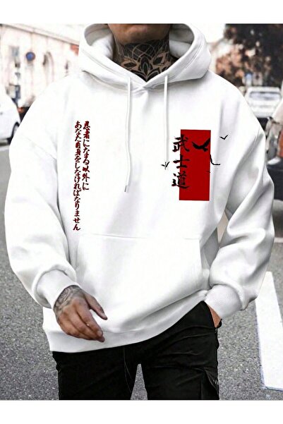 FECCY Unisex Λευκό Casual Φούτερ με κουκούλα Oversize