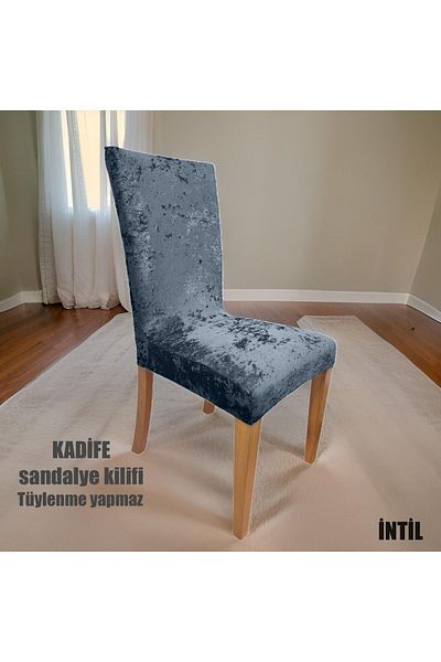 intil Κάλυμμα καρέκλας σε χρώμα ανθρακί - Πλένεται και ελαστικό, ύφασμα βελούδο 1 τεμάχιο