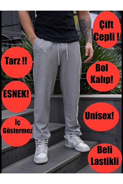 yx yustex sport Unisex γκρι φούτερ παντελόνι υψηλής ποιότητας με φαρδιά γραμμή