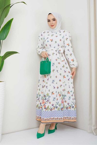 BAV Butik Ayvitrin Women's Hijab New Season Linen Linen Nur Dress