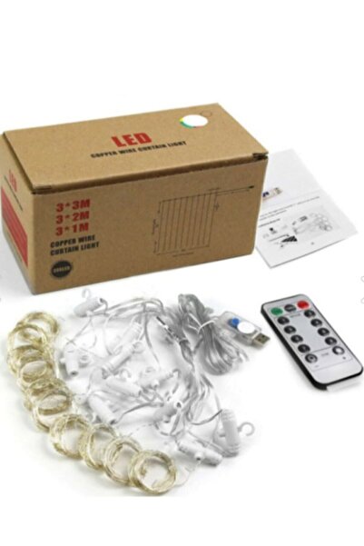 ledison Kumandalı 8 Ayrı Moda Sahip 3mx3m ( 300 Cm X 300 Cm ) Perde Led Tel L...