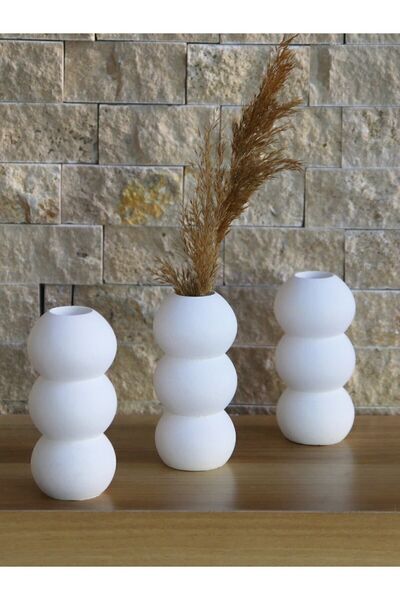 stonnish Raw White Bubble Vase - Set of 3