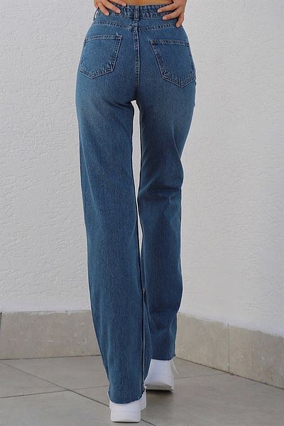 DRC trend Serenity Icon Indigo - Pantaloni Palazzo din denim cu talie super înaltă din lycra pentru femei anii 90