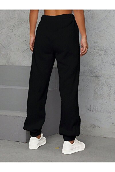 Mythologie Butterfly Patterned Sweatpants Jogger - Black Printed Elastic Leg High Waist