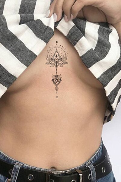 Hilvera Göğüs Arası Lotus Çiçek Tattoo Geçici Dövme