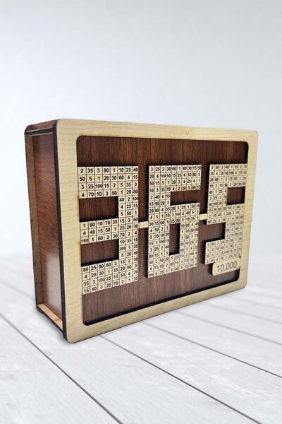 BEDSA Ahşap 365 Gün Hedefli Kumbara Para Biriktirme Kutusu Parabox