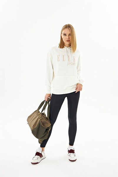 ELLE Sport Kapüşonlu Cepli Pudra Nakışlı Kadın Sweatshirt